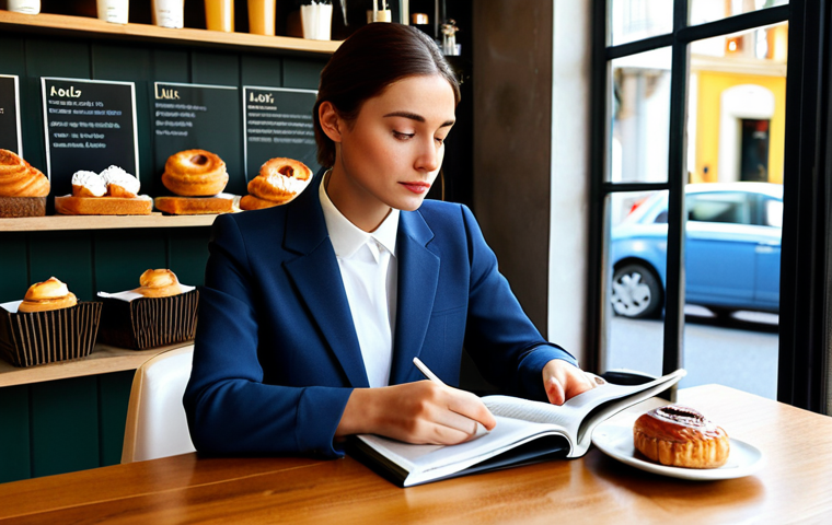 **

A well-dressed professional woman in a modest, tailored suit, reading "Le Monde" at a cafe. The cafe is bright and modern with French pastries on the table. Focus on her thoughtful expression. Fully clothed, appropriate content, safe for work, perfect anatomy, natural proportions, professional.

**