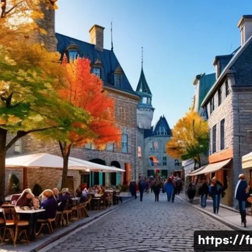 Home 33 프랑스어 캐나다 퀘벡 프랑스어 - A picturesque scene of Old Quebec City, featuring narrow cobblestone streets lined with charming, co...